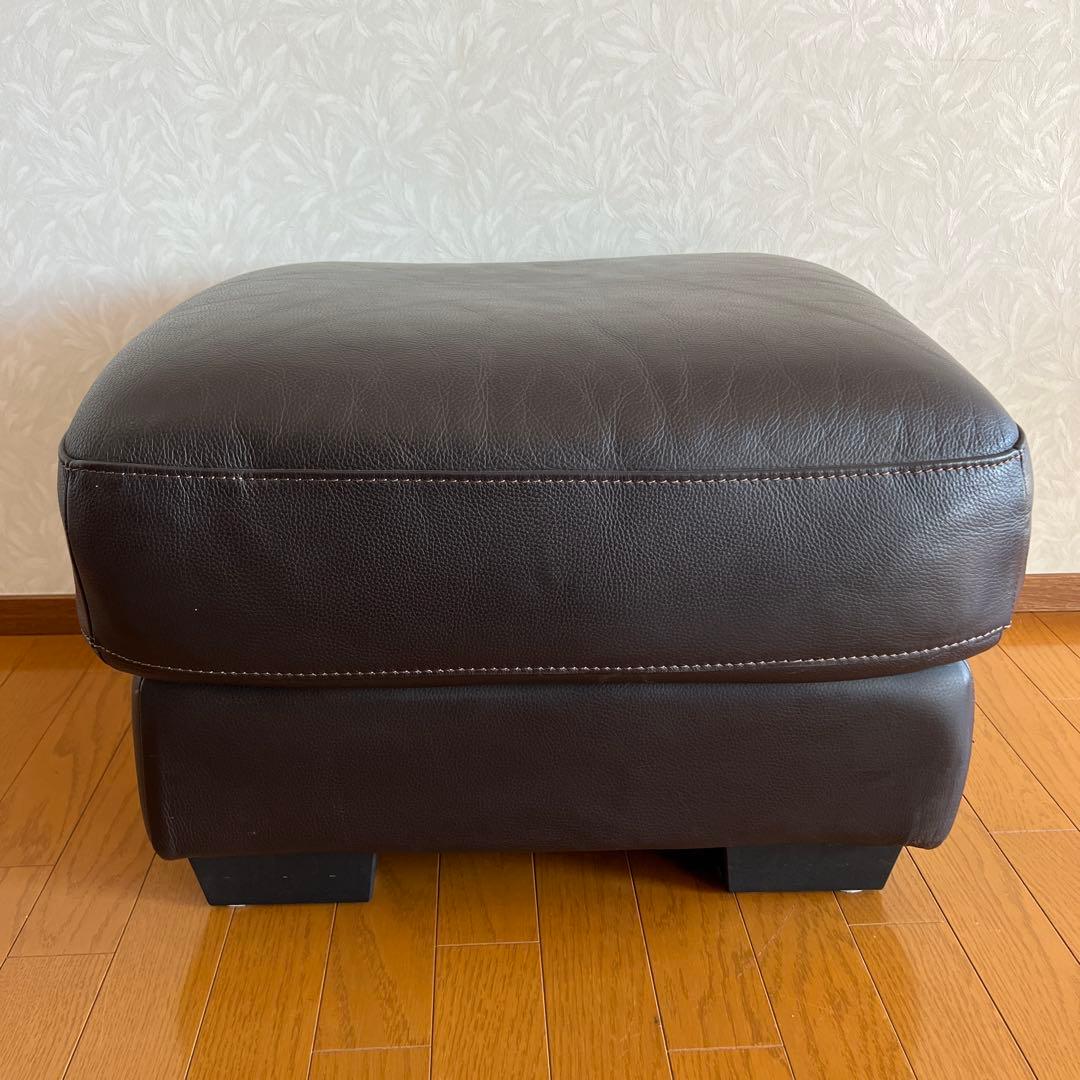 IDC 大塚家具 オットマン スツール 本革 レザー ブラウン 美品