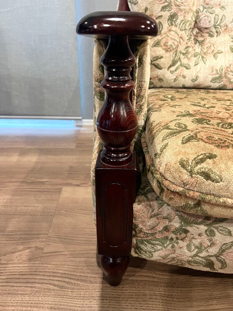 オールドカリモク 1人掛けソファ アームチェア 花柄 クラシック 昭和レトロ