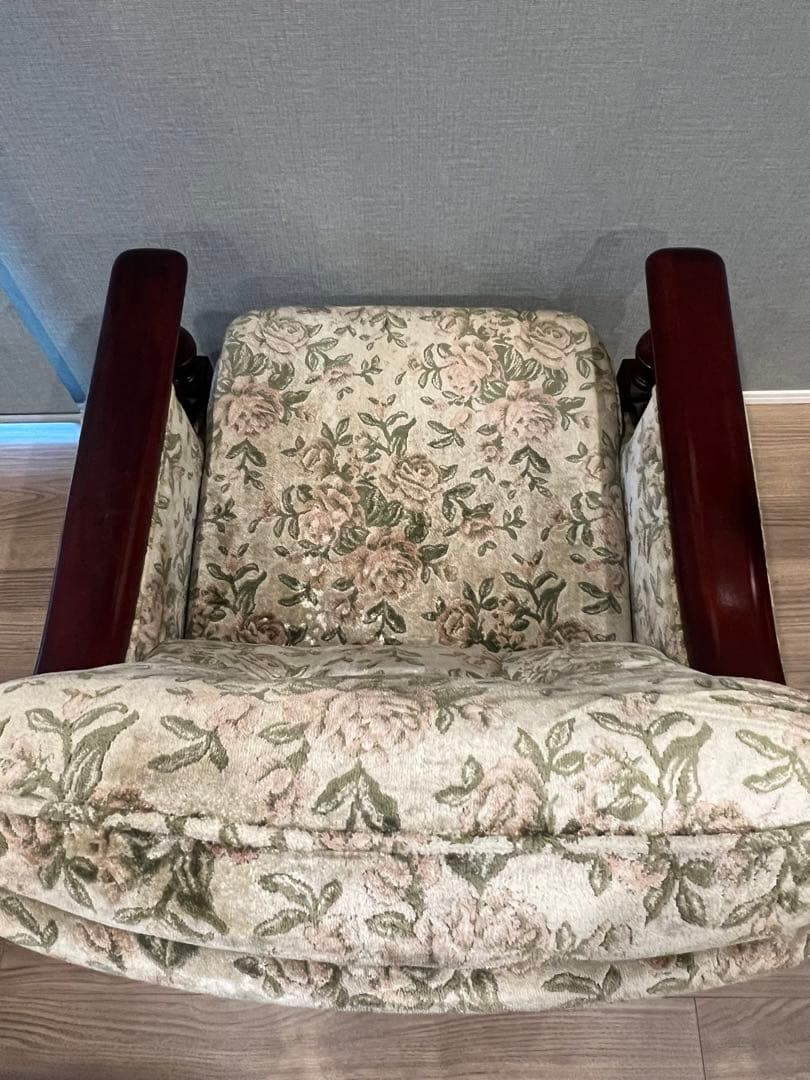 オールドカリモク 1人掛けソファ アームチェア 花柄 クラシック 昭和レトロ