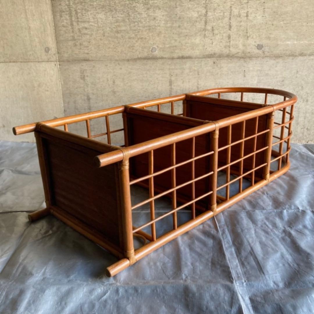 籐 ラタン ラック シェルフ スタンド 3段 飾り棚 置物台 大型 家具 レトロ