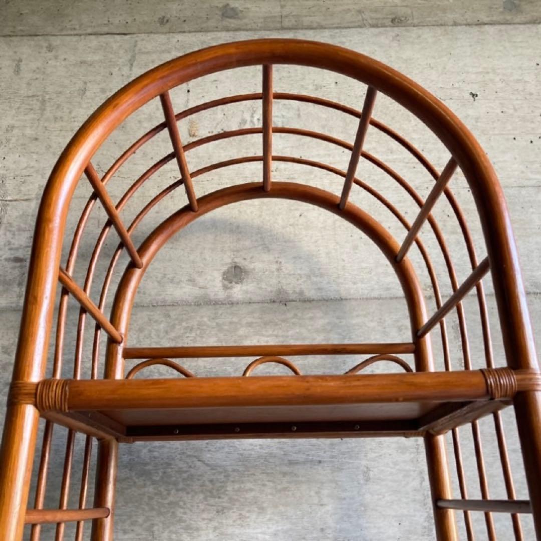 籐 ラタン ラック シェルフ スタンド 3段 飾り棚 置物台 大型 家具 レトロ