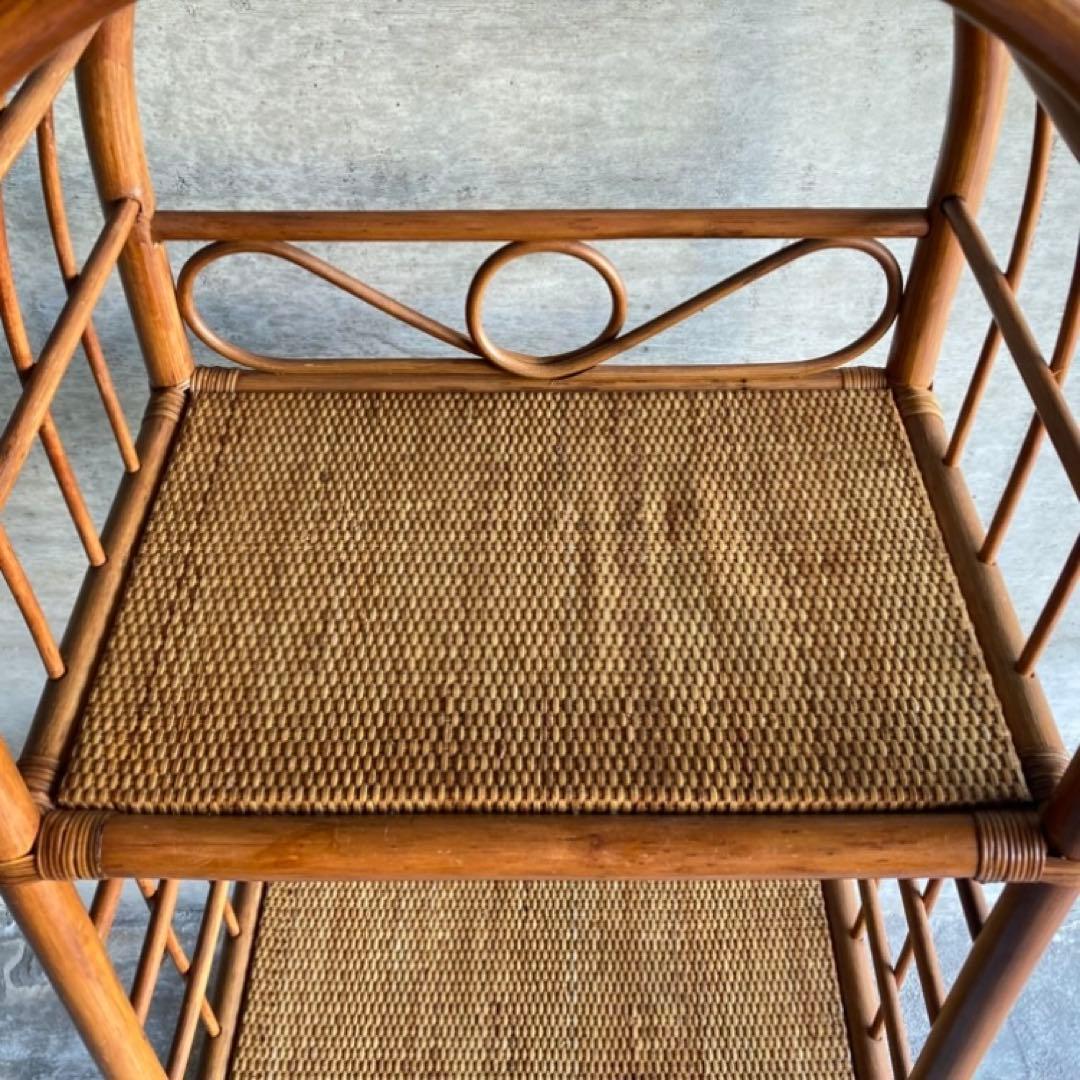 籐 ラタン ラック シェルフ スタンド 3段 飾り棚 置物台 大型 家具 レトロ