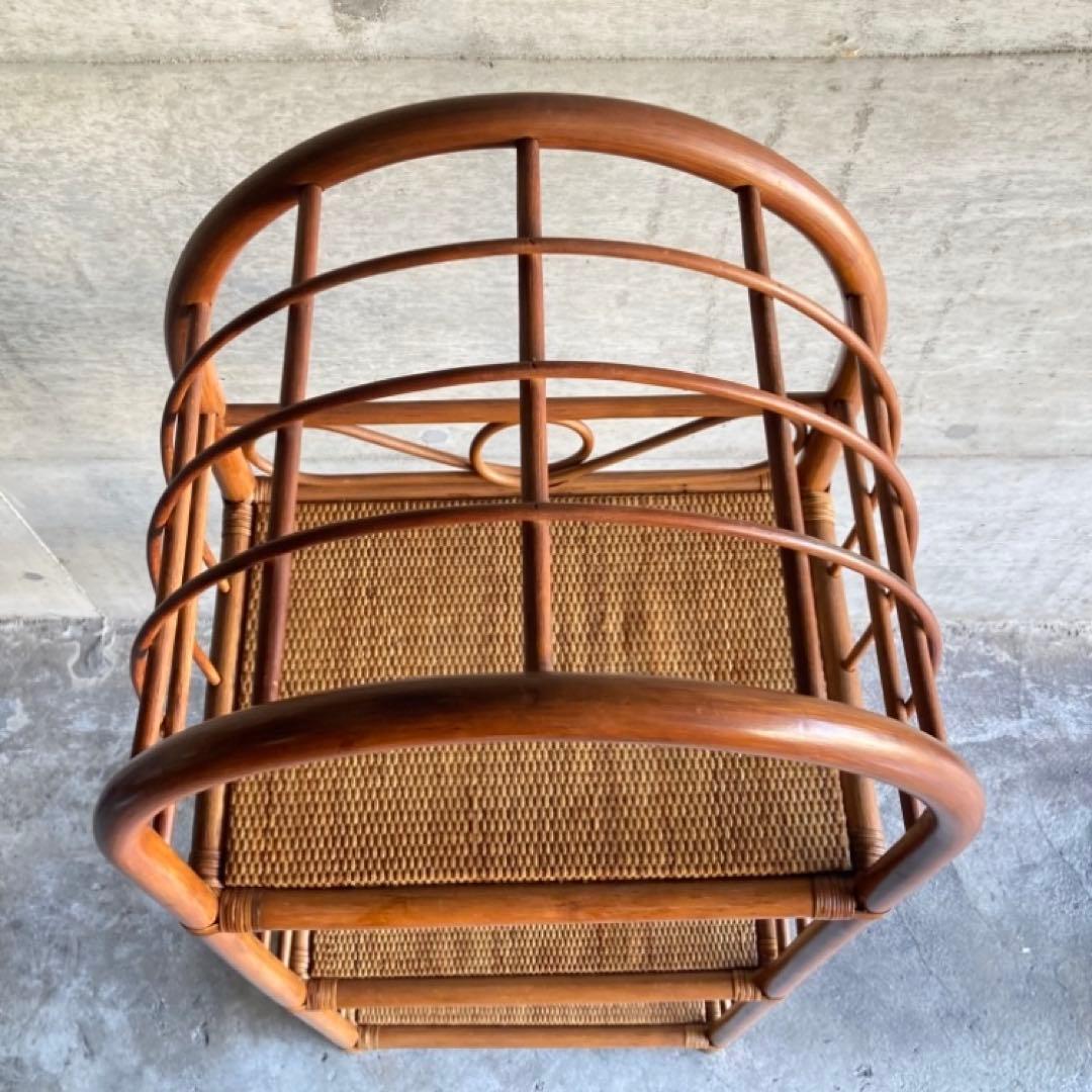 籐 ラタン ラック シェルフ スタンド 3段 飾り棚 置物台 大型 家具 レトロ