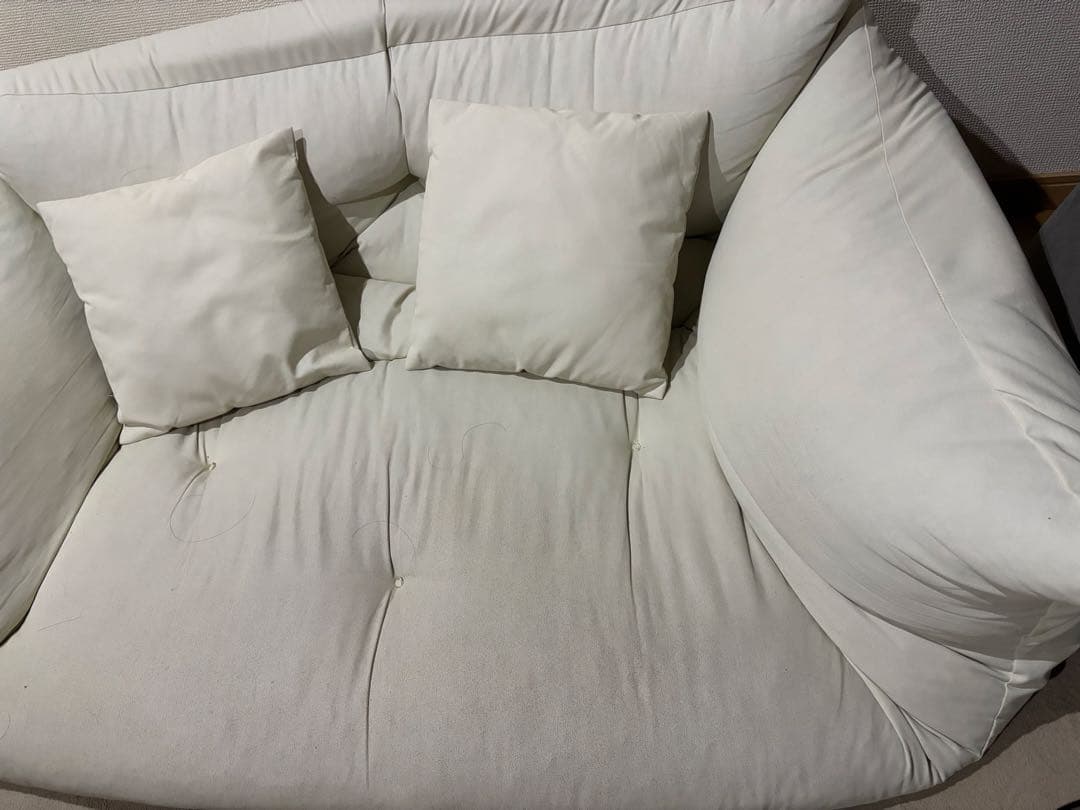 ホワイトフロアソファ リクライニング・クッション付き