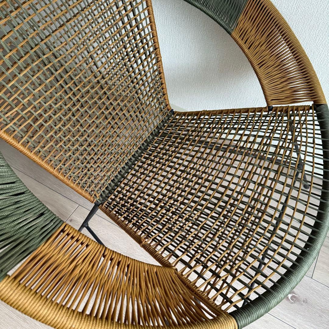 北欧 ヴィンテージ ラタンとスチールの円形チェア
