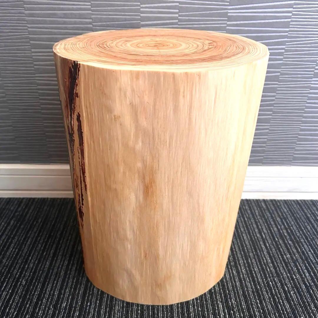 No.033【魅せる木】檜の丸太 ディスプレイ台 サイドテーブル スツール