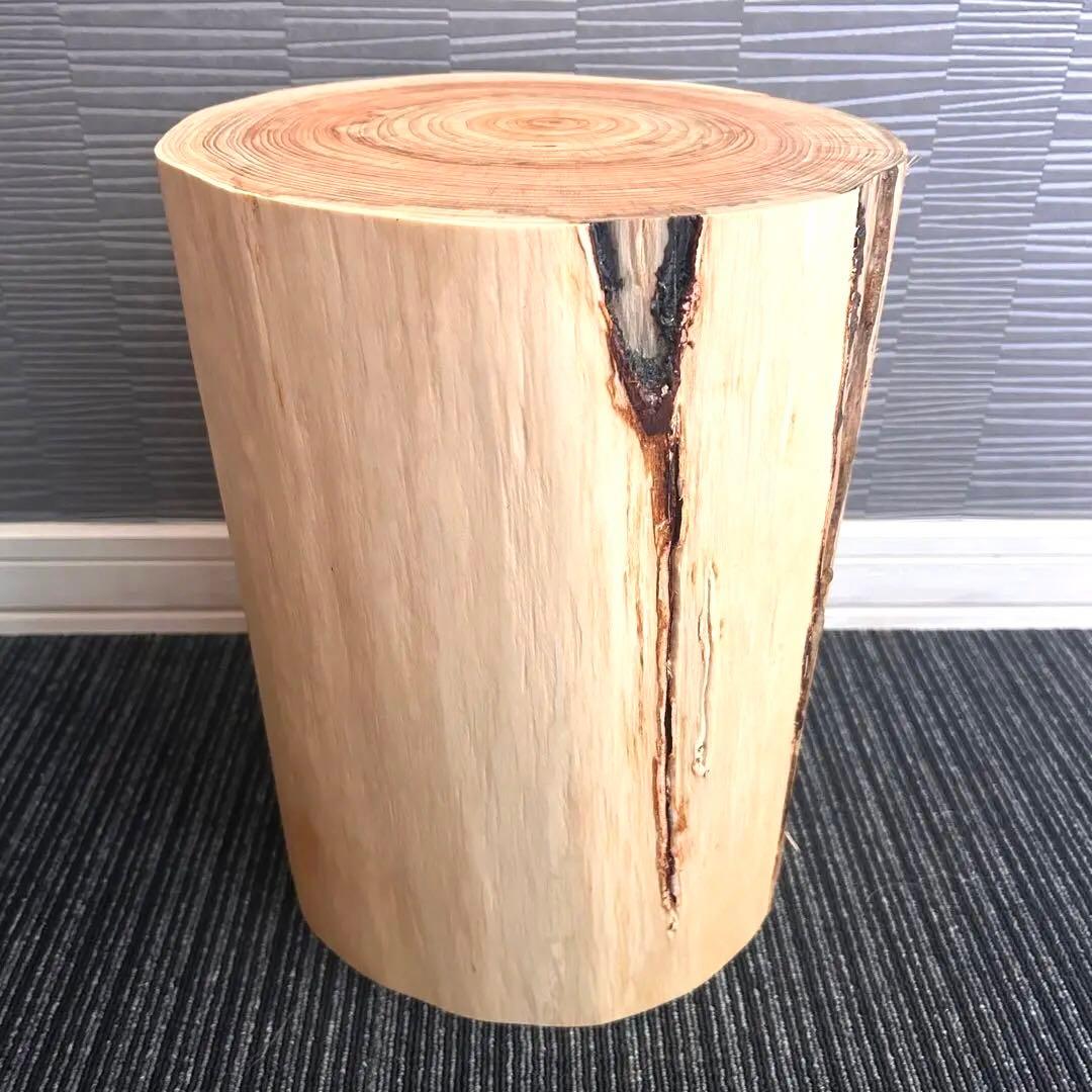 No.033【魅せる木】檜の丸太 ディスプレイ台 サイドテーブル スツール