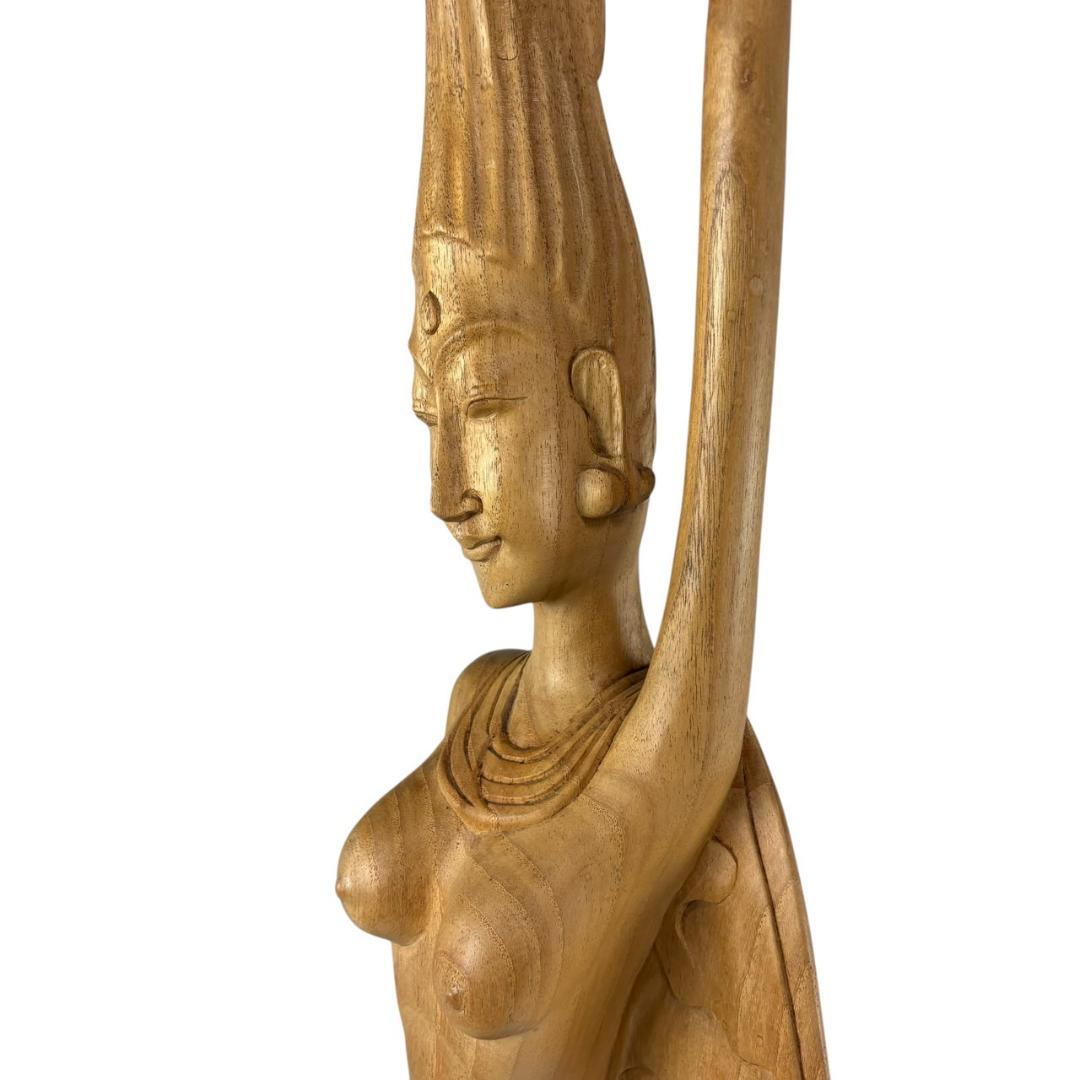 高さ153㎝　木彫り　木像　女性像　人魚　アンティーク　オブジェ　バリ調