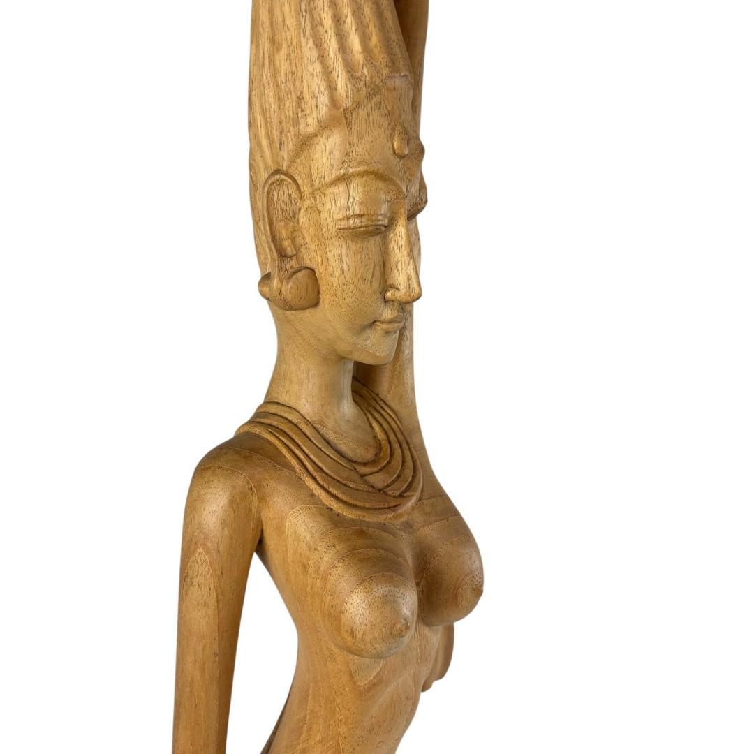 高さ153㎝　木彫り　木像　女性像　人魚　アンティーク　オブジェ　バリ調