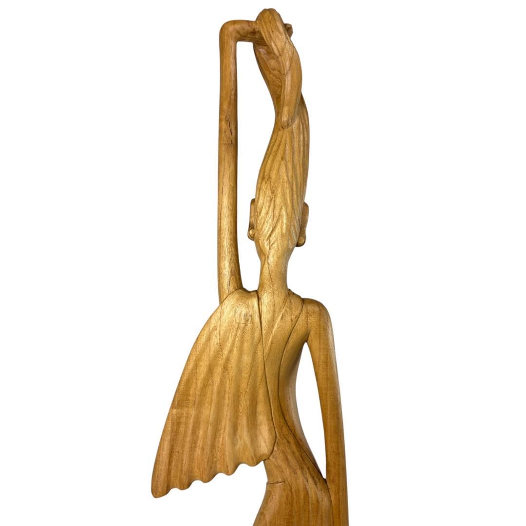 高さ153㎝　木彫り　木像　女性像　人魚　アンティーク　オブジェ　バリ調