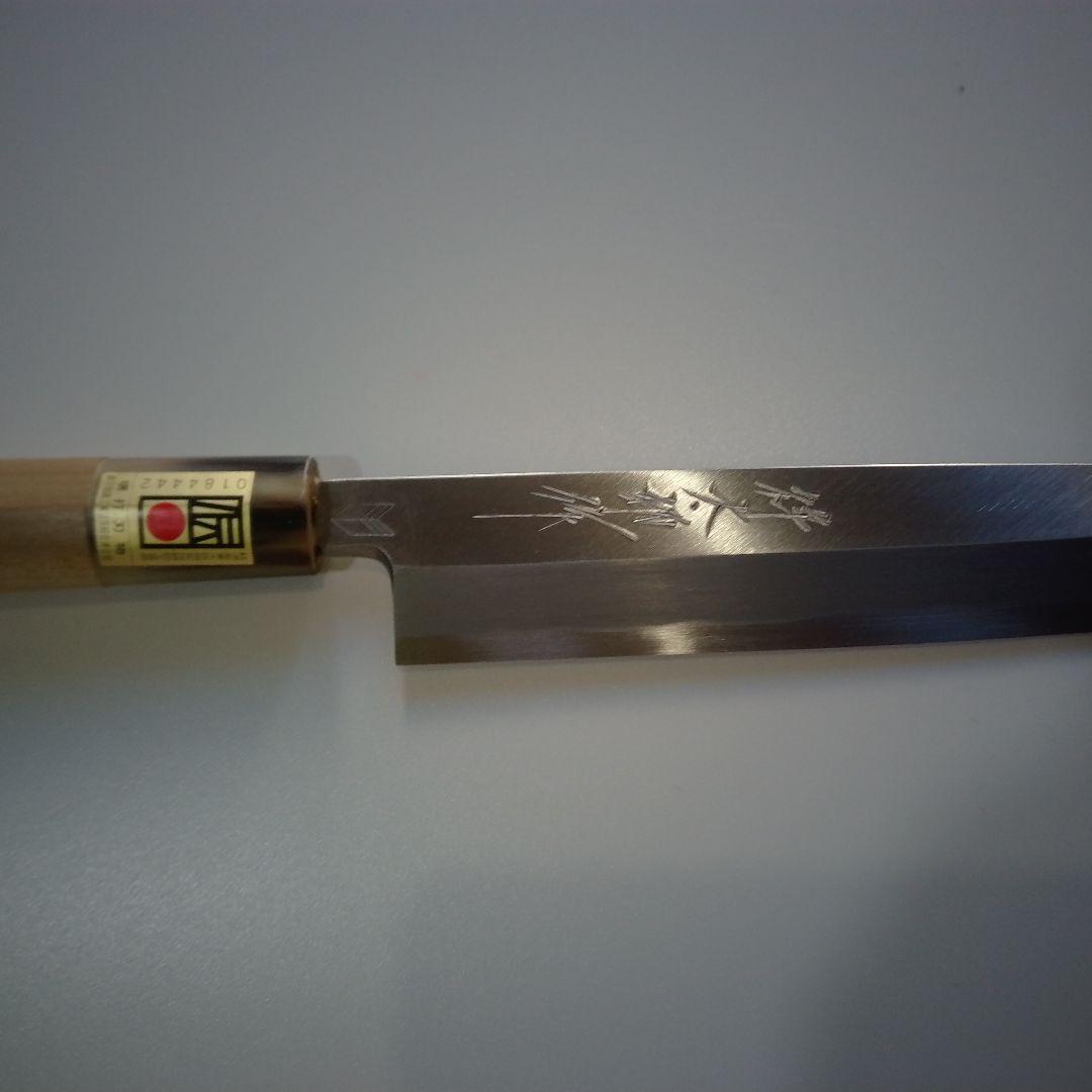 柳刃包丁 白紙2号鋼 野村祥太郎氏の砥　210mmの刃長　白木の柄