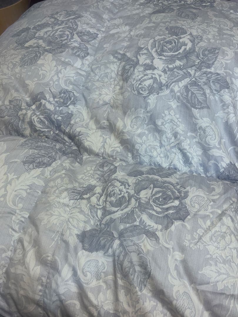 西川 羽毛布団 掛け布団 ダブル 190×210 ブルー 花柄