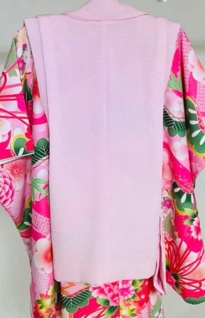 【式部浪漫】七五三 3歳 着物 被布 セット 日本製 ピンク花柄お祝い事お正月