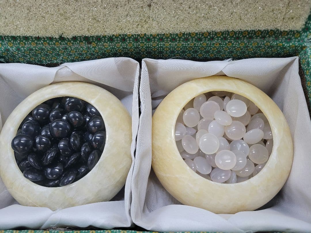 天然メノウ石 碁石 瑪瑙 黒白セット 天然石 囲碁用品