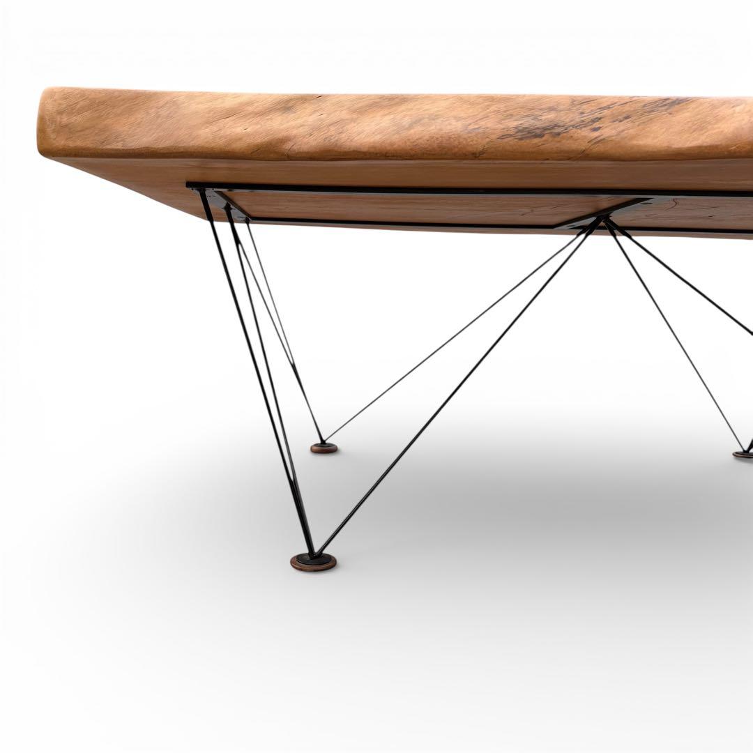 ろこん　一枚板 無垢材 アイアン　センターテーブル 座卓　幅125cm