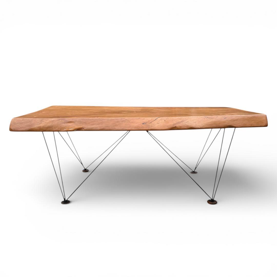 ろこん　一枚板 無垢材 アイアン　センターテーブル 座卓　幅125cm