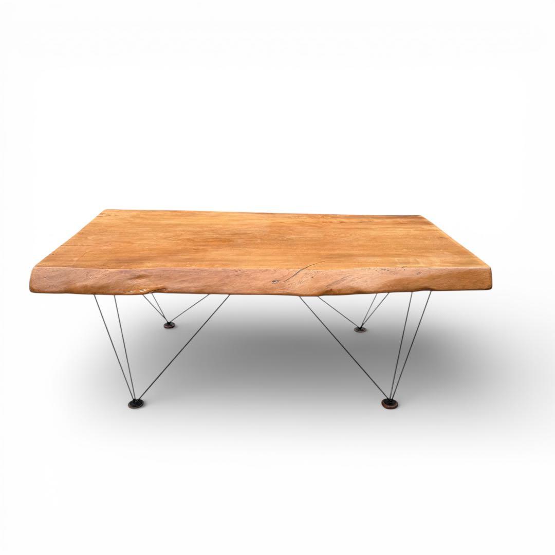 ろこん　一枚板 無垢材 アイアン　センターテーブル 座卓　幅125cm