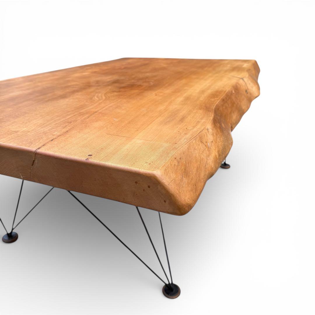 ろこん　一枚板 無垢材 アイアン　センターテーブル 座卓　幅125cm