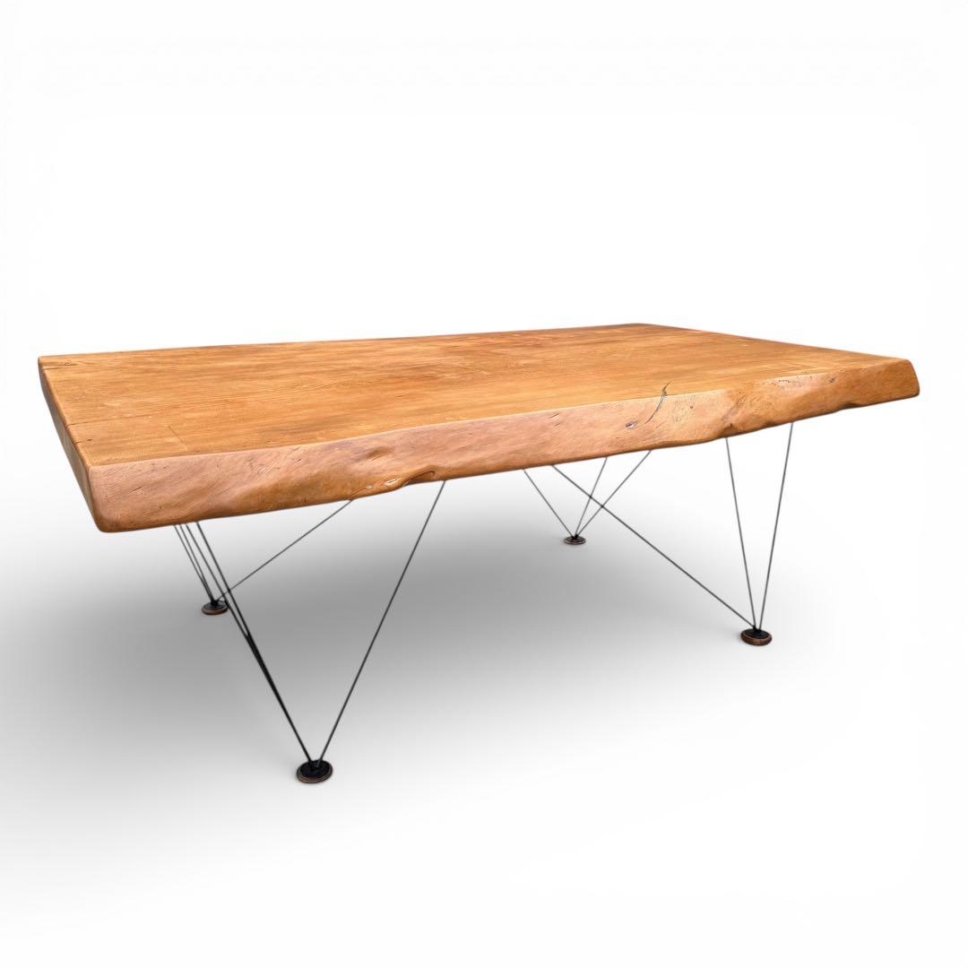 ろこん　一枚板 無垢材 アイアン　センターテーブル 座卓　幅125cm