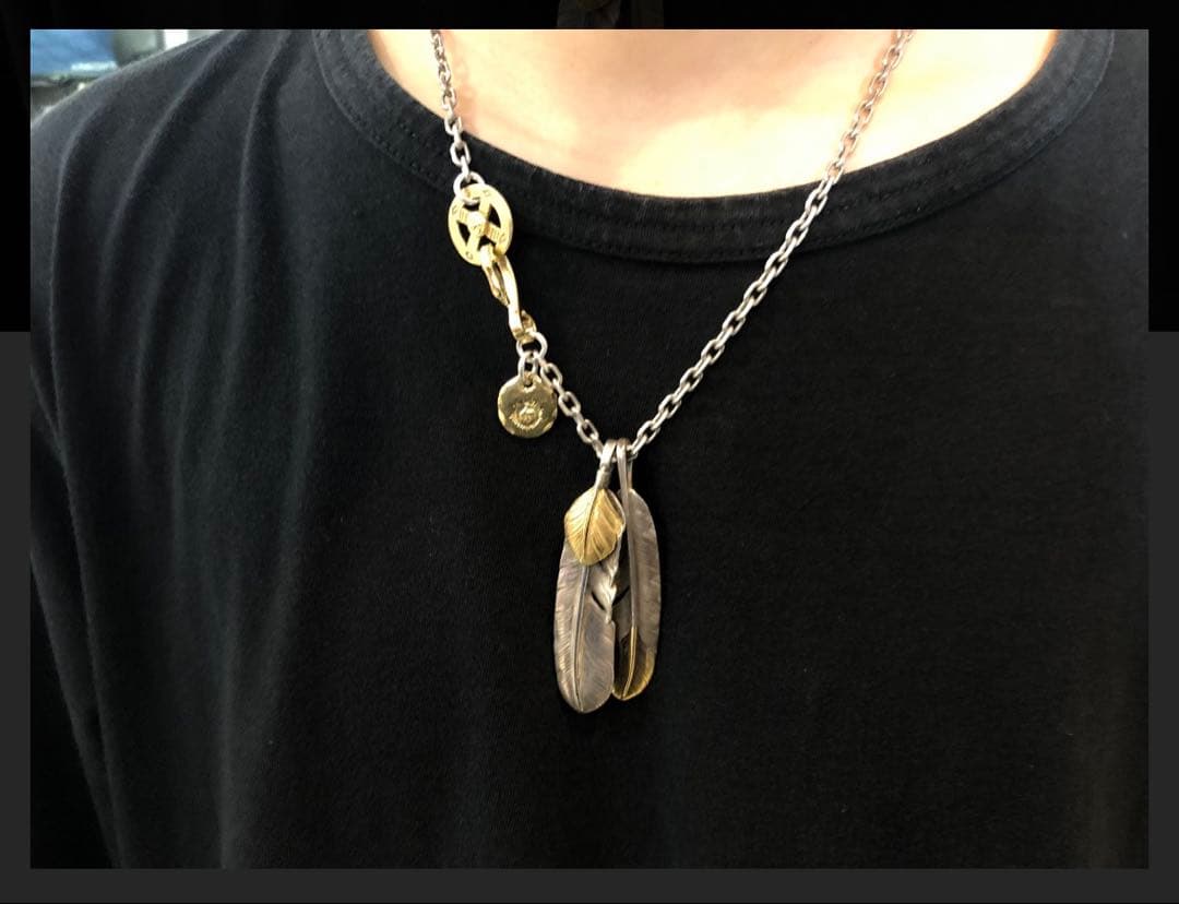 先金 右 フェザー ネックレス ハンドメイド ノーブランド アメカジ
