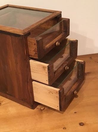 糸ケース ソーイングボックス 裁縫箱 ガラス 木製 アンティーク シャビー