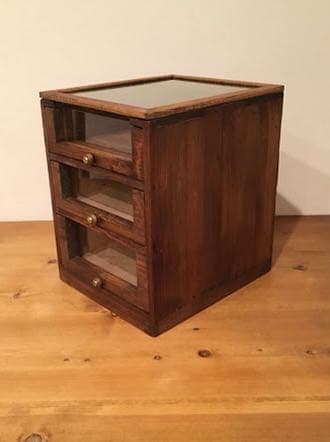 糸ケース ソーイングボックス 裁縫箱 ガラス 木製 アンティーク シャビー