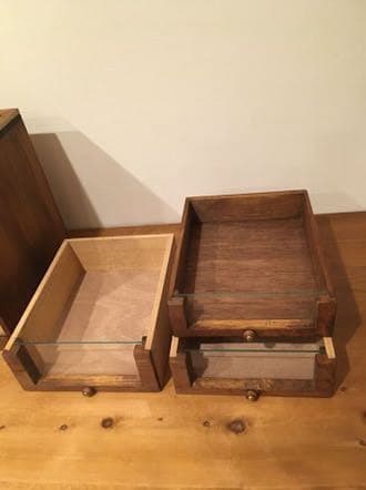 糸ケース ソーイングボックス 裁縫箱 ガラス 木製 アンティーク シャビー