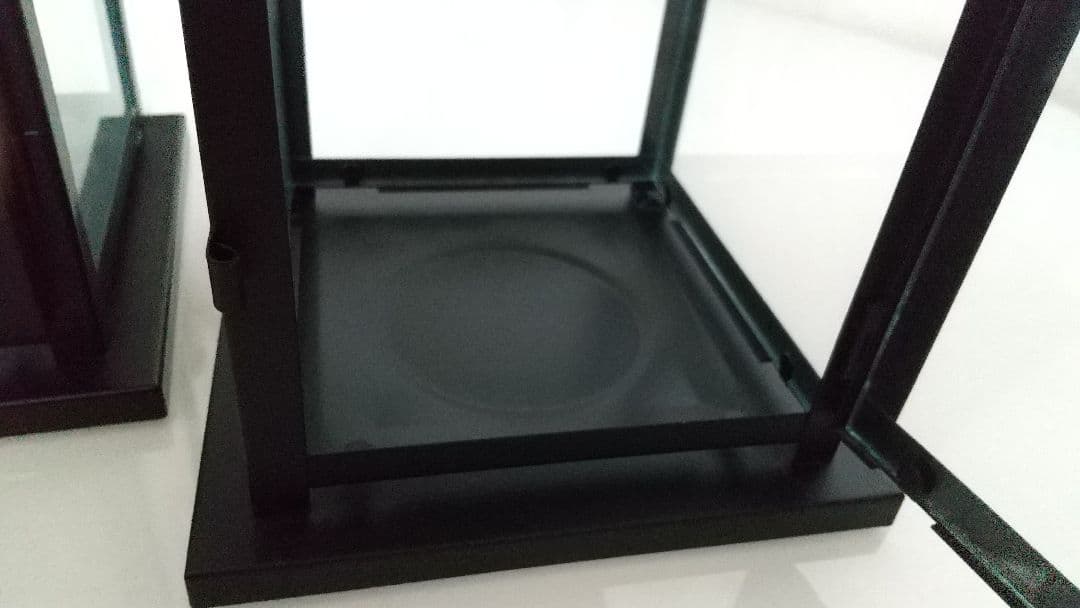 【2セット】アイアン スクエア ランタン キャンドルホルダー スタンド 黒