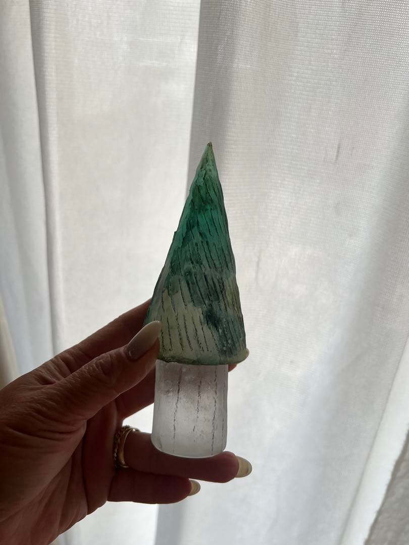 大サイズ　ガラス作家　安達知江さん　ガラスの置物　木　ツリー