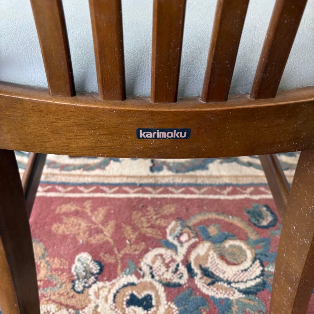 ④ 昭和レトロ カリモク ダイニングチェア 木製椅子 古家具 グレー ビンテージ