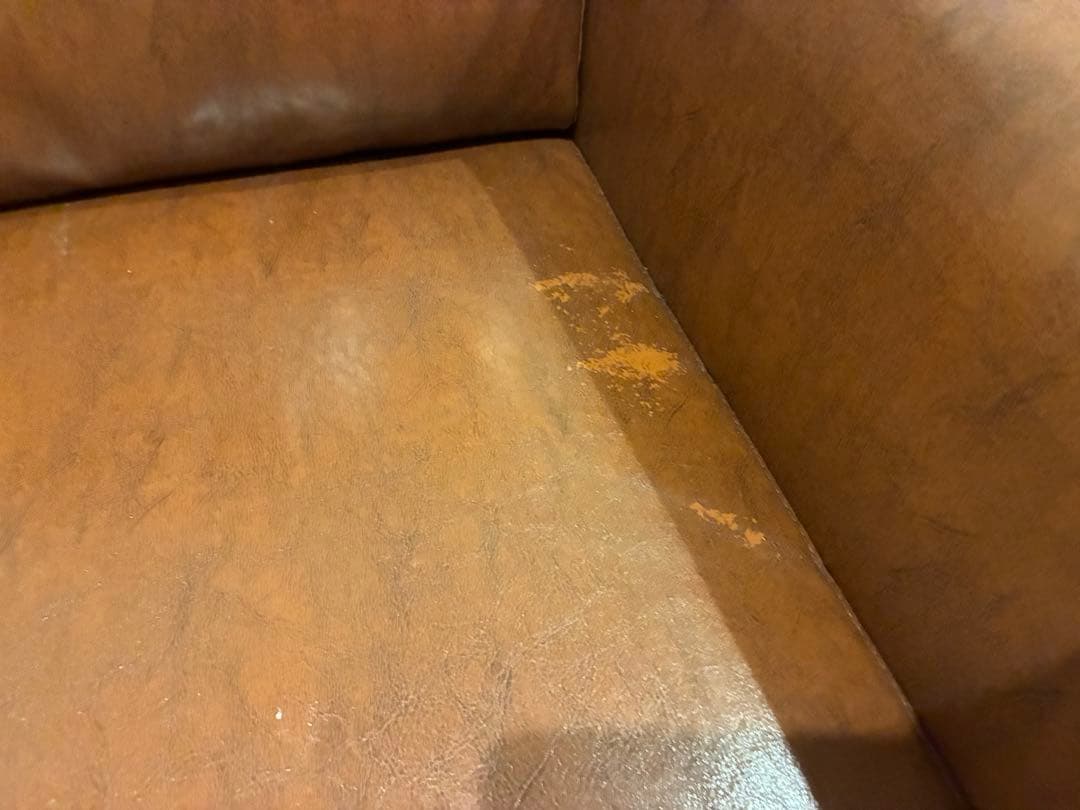 LAURU レザーソファ1人掛けオットマン　ブラウン