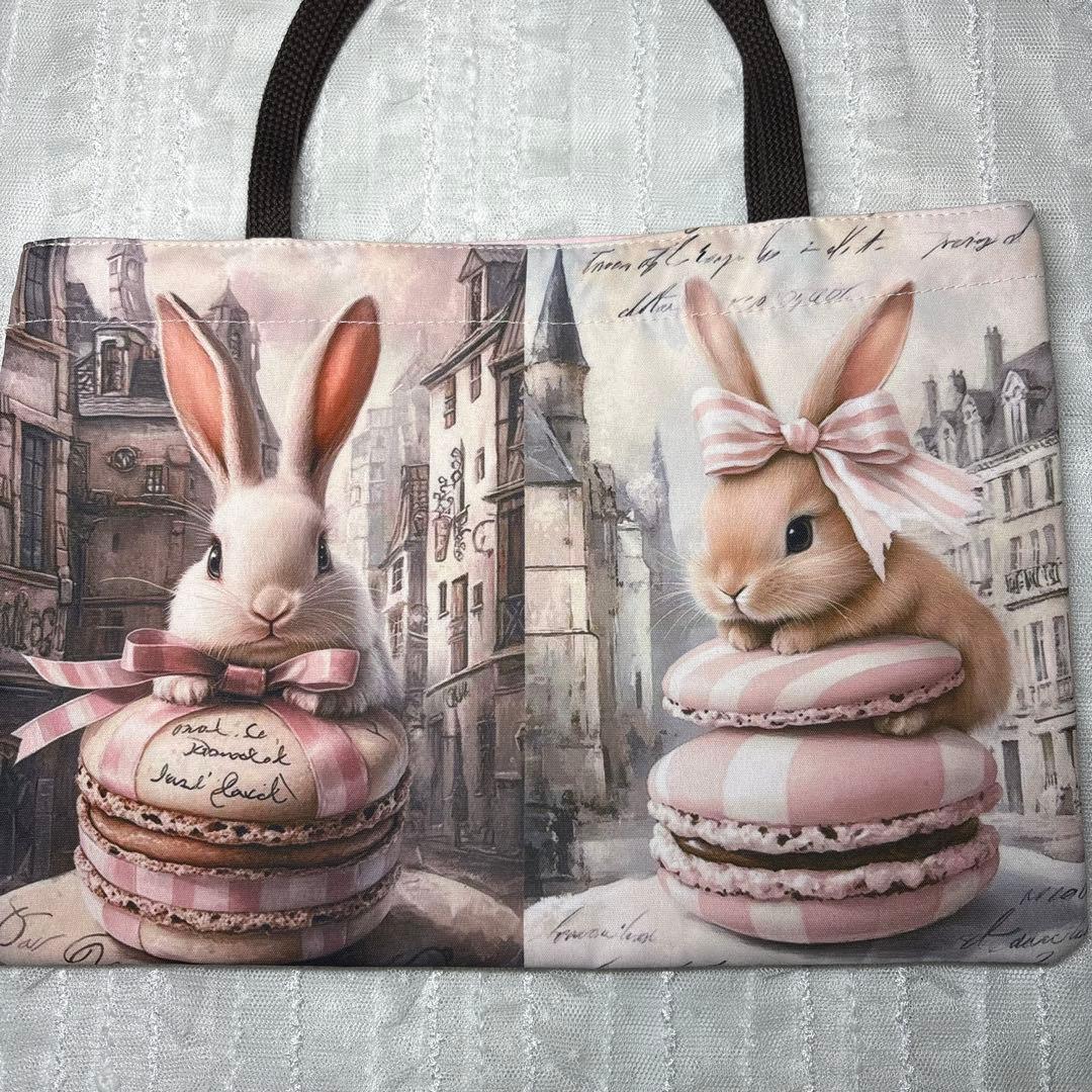 パネル 横長ミニバッグ うさぎマカロン ドット ハンドメイド③ - メルカリ