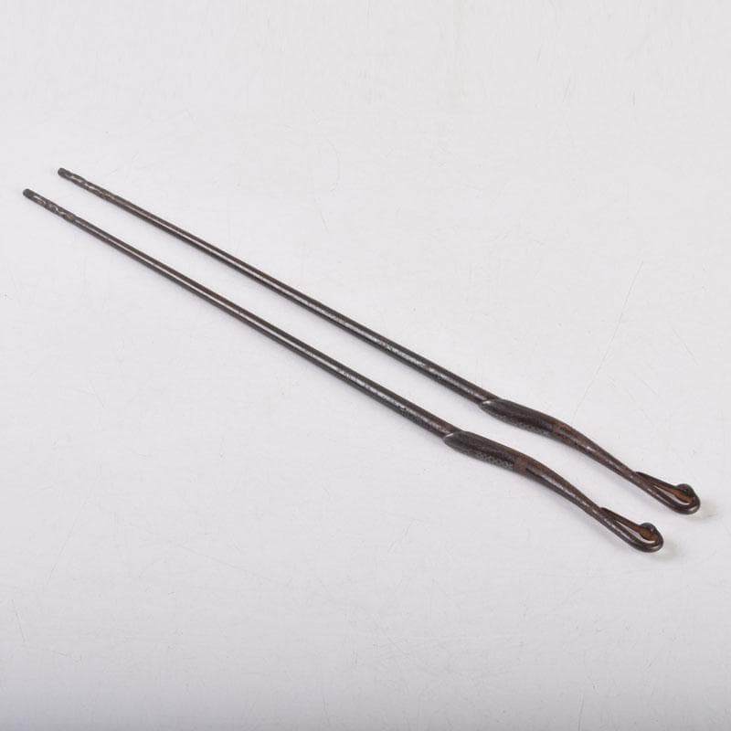 茶道具 金屋 金谷五郎三郎作 銅製 銀象嵌鶴頭火箸 共袋共箱 V 8571