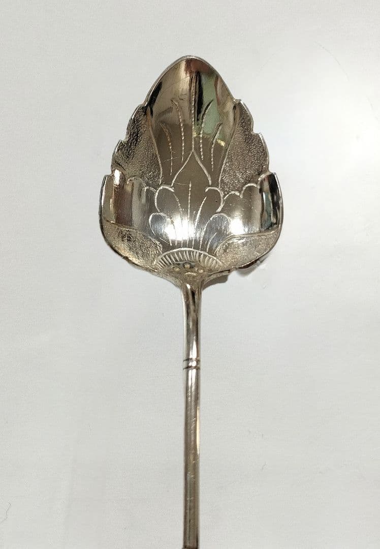 5698#1222　DELUXE/ヴィンテージインドネシア銀製800スプーン5本