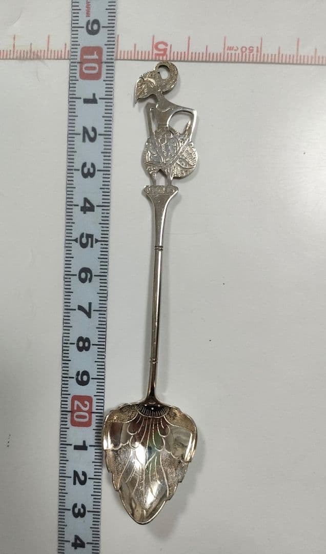 5698#1222　DELUXE/ヴィンテージインドネシア銀製800スプーン5本