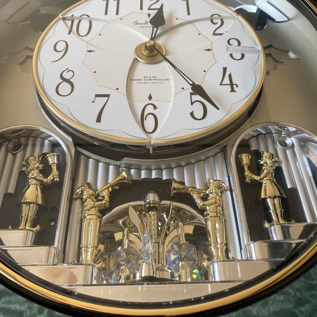 美品‼️RHYTHM スモールワールド 4MN452RH 電波時計 からくり時計