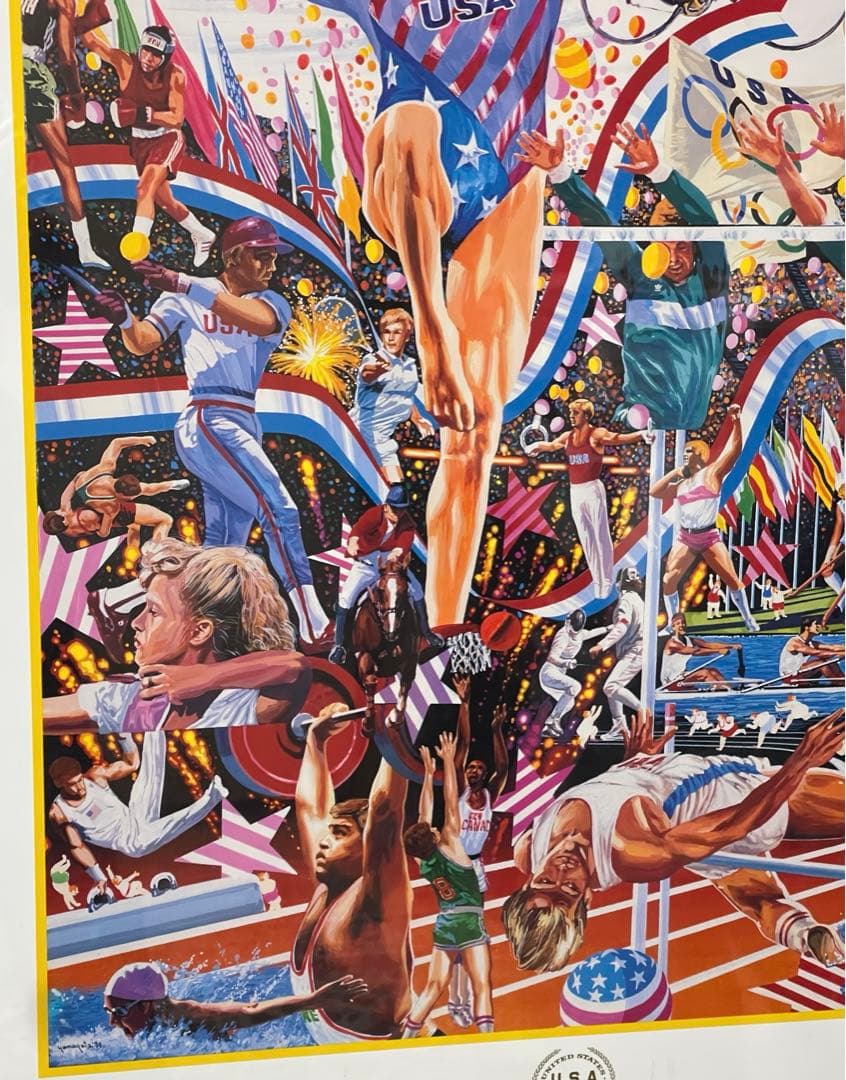 ヒロ・ヤマガタ1988年夏のオリンピック　アメリカチームポスター　フレーム付き