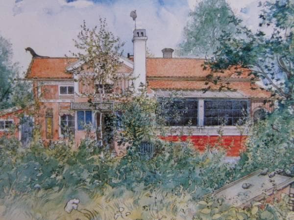 カール・ラーション、田舎家（《わたしの家》より）、希少画集画、新品額装付