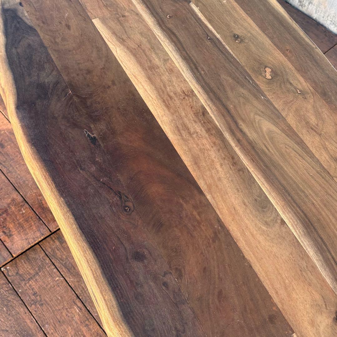 北欧レトロ 無垢材 木製テーブル アイアン脚 インダストリアル 重厚ローテーブル