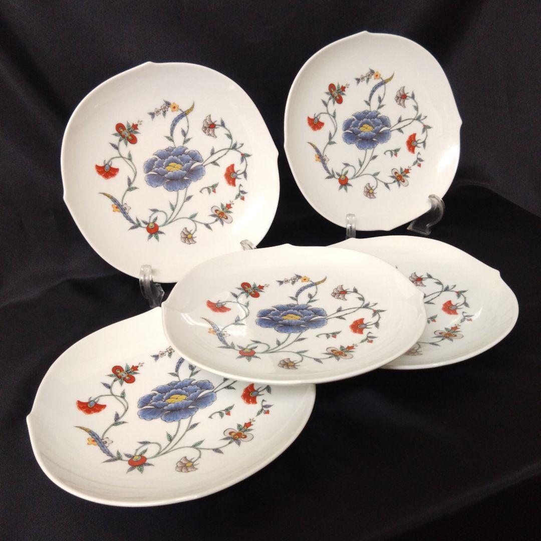 未使用　十三代柿右衛門窯筆頭絵付師舘林　古琳庵　中皿５枚　お祝い