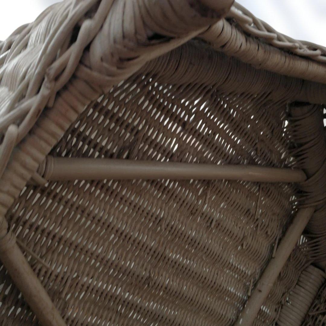 C ホワイトラタン編み込みテーブル 籐家具