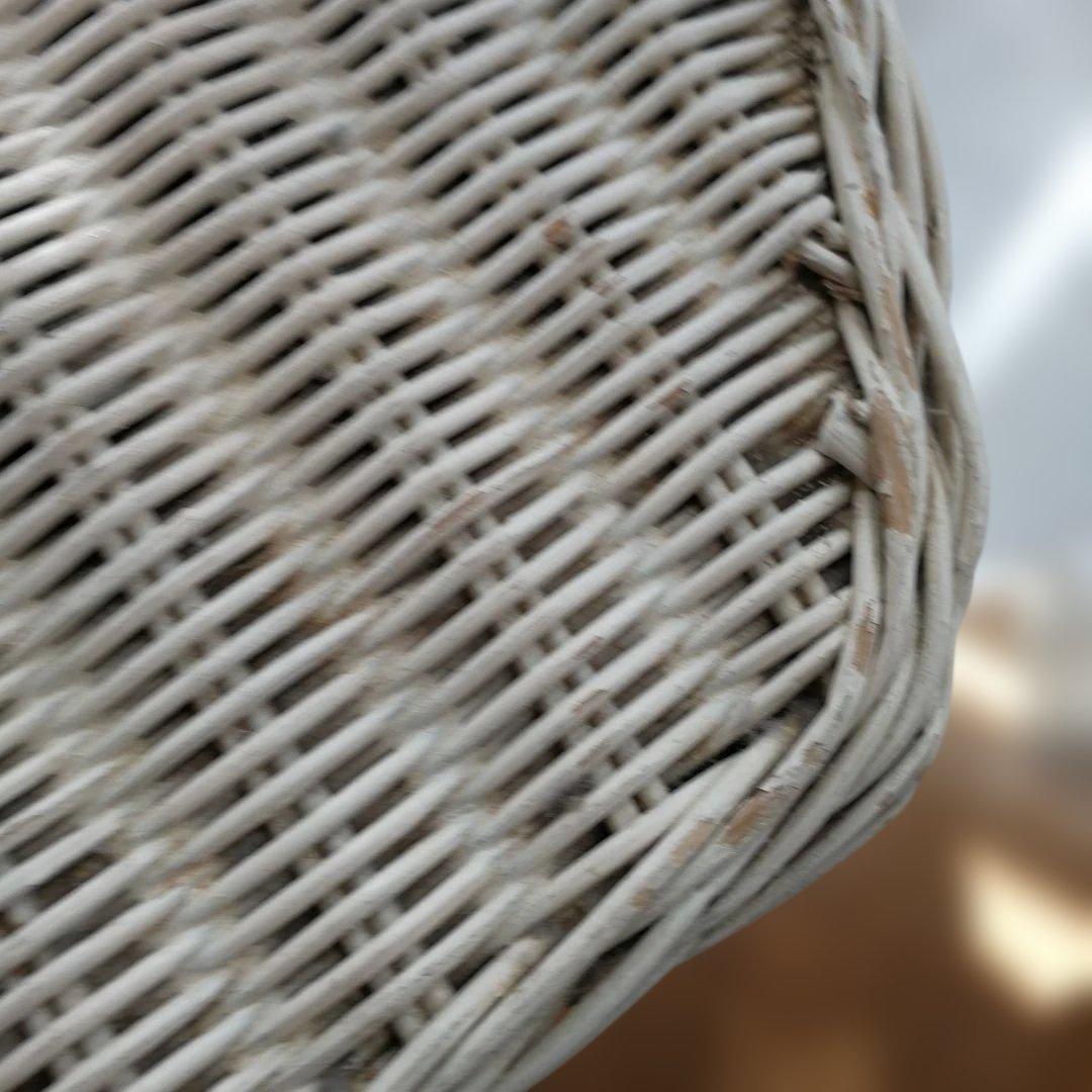 C ホワイトラタン編み込みテーブル 籐家具