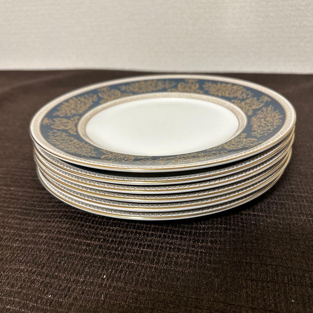 ウェッジウッド　コロンビア　ブルー&ゴールド　デザートプレート　20.5cm