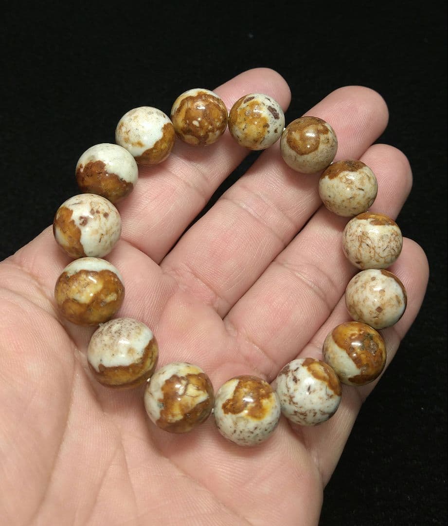 【高品質】姫川薬石《バイカラータイプ》１４㎜　ブレスレット　美品　希少　国産