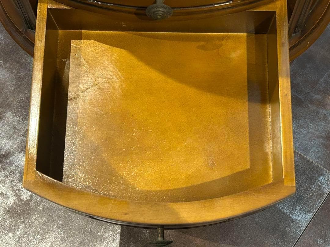 アンティーク　2段チェスト　ラウンドコンソール　クラシック　木彫　猫脚　GZ