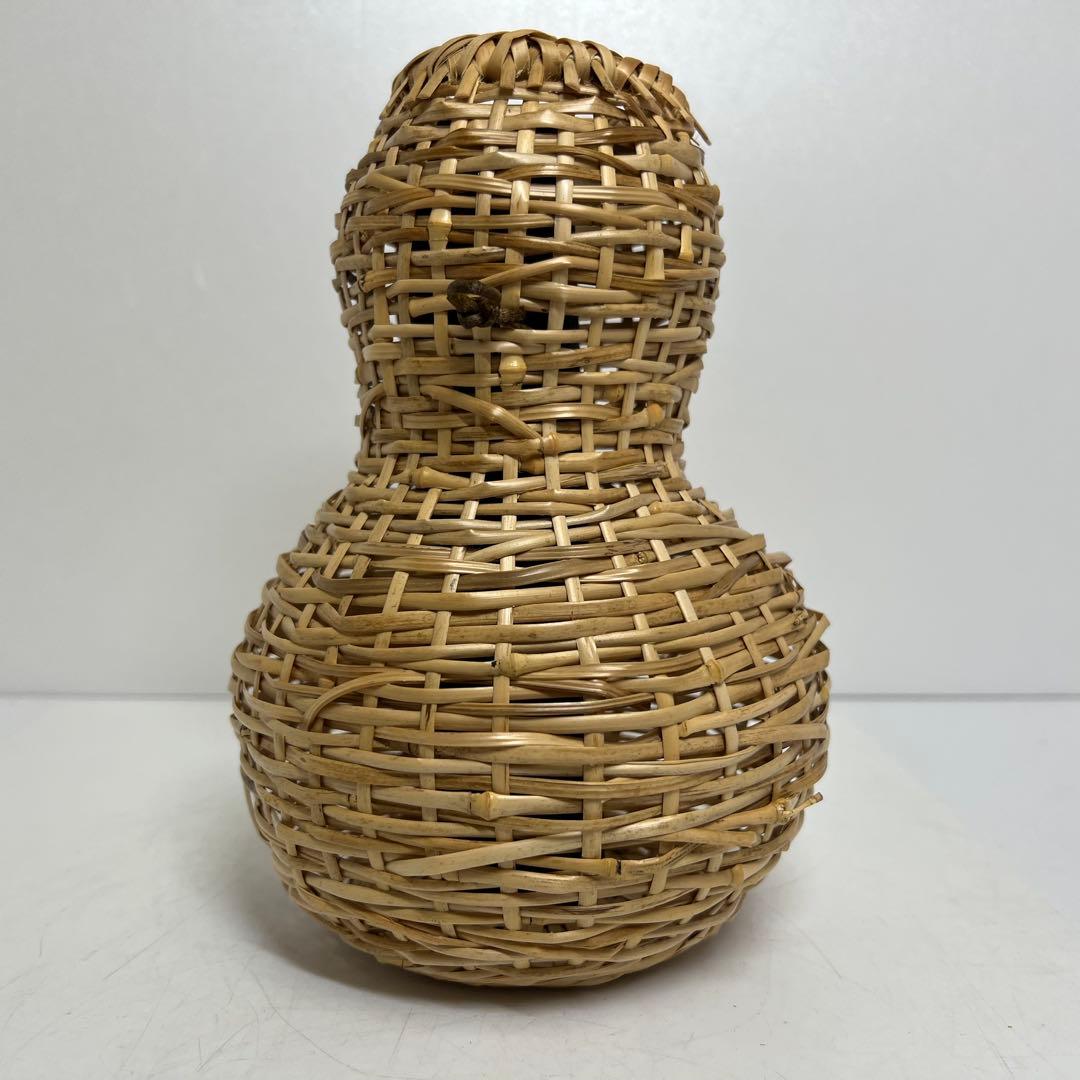 有馬籠　昭竹斎作　竹細工花籠　共箱　h22cm 東K7-1228①