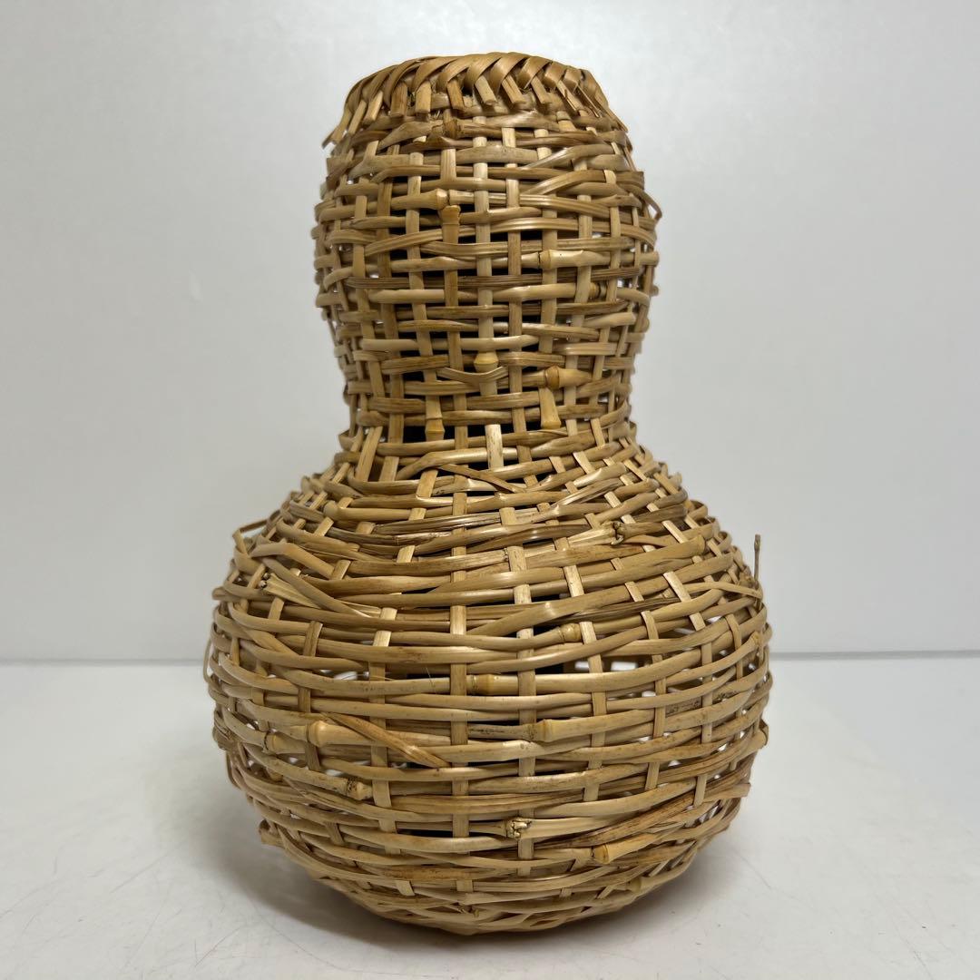 有馬籠　昭竹斎作　竹細工花籠　共箱　h22cm 東K7-1228①