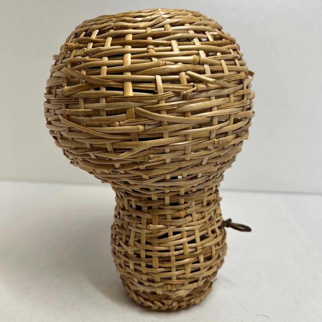 有馬籠　昭竹斎作　竹細工花籠　共箱　h22cm 東K7-1228①