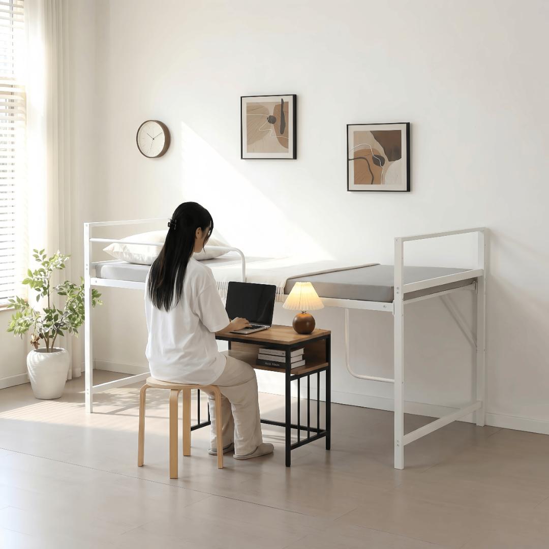 超人気【高さ110cm】ロフトベッド収納 北欧風 大人 一人暮らし　WHITE