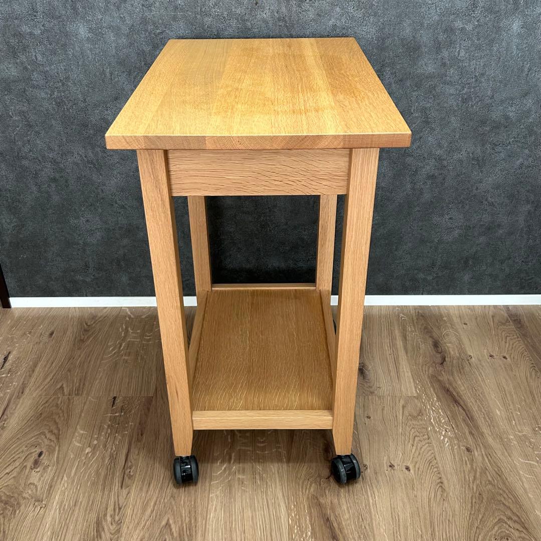 美品 柏木工 キャスター付 サイドテーブル オーク材ラック ワゴンKASHIWA